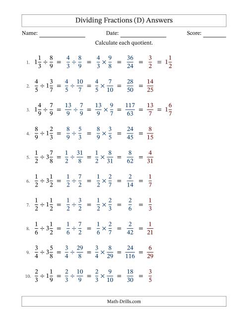 The Dividing Proper and Mixed Fractions with All Simplification (Fillable) (D) Math Worksheet Page 2