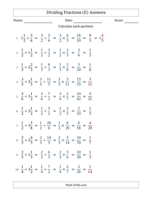 The Dividing Proper and Mixed Fractions with All Simplification (Fillable) (E) Math Worksheet Page 2