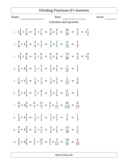 The Dividing Proper and Mixed Fractions with All Simplification (Fillable) (F) Math Worksheet Page 2