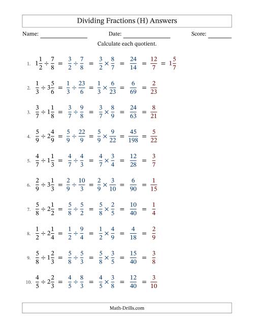 The Dividing Proper and Mixed Fractions with All Simplification (Fillable) (H) Math Worksheet Page 2