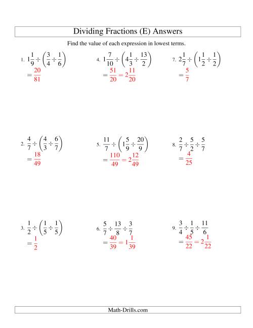 Dividing and Simplifying Fractions with Some Mixed Fractions and Three ...