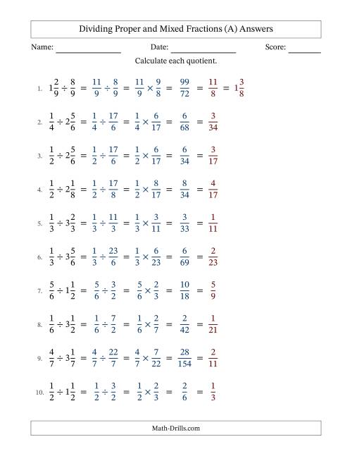 The Dividing Proper and Mixed Fractions with All Simplifying (Fillable) (All) Math Worksheet Page 2