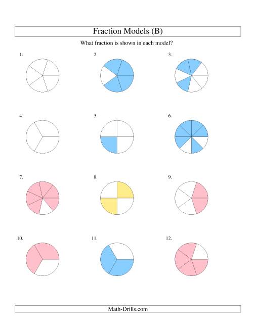 Modeling Fractions with Circles Halves to Eighths (B)