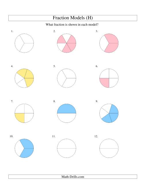 Modeling Fractions with Circles Halves to Sixths (H)