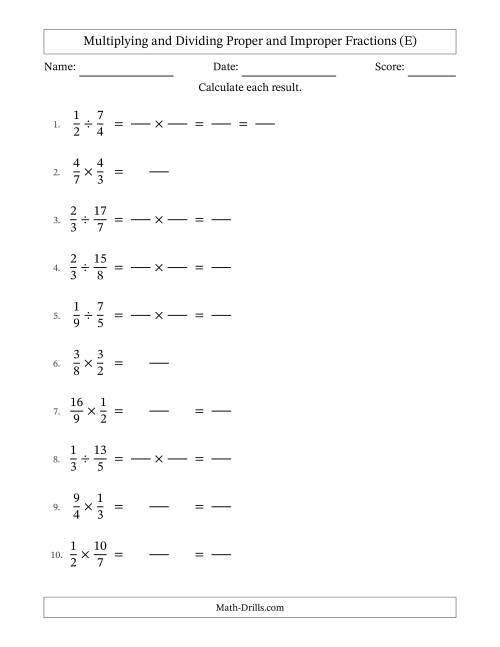 Multiplying and Dividing Proper and Improper Fractions with Some ...
