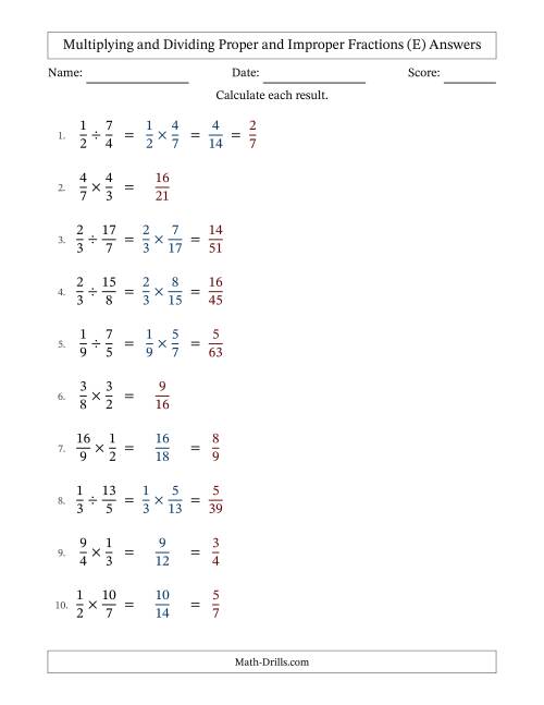 Multiplying and Dividing Fractions (E)