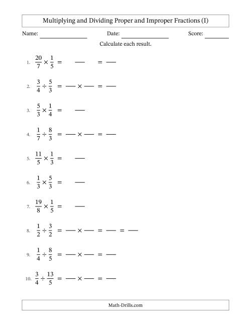 Multiplying and Dividing Proper and Improper Fractions with Some ...