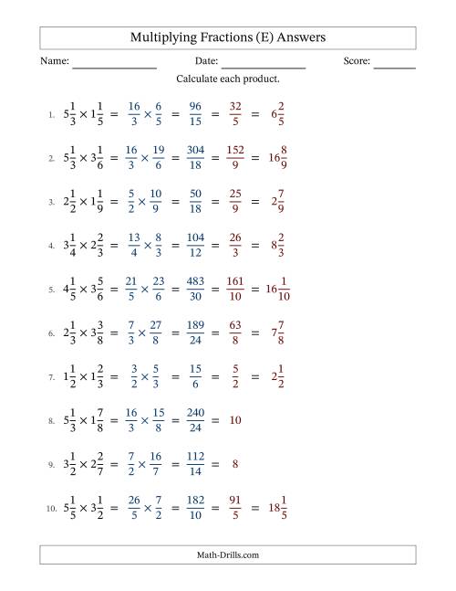The Multiplying Two Mixed Fractions with All Simplification (Fillable) (E) Math Worksheet Page 2