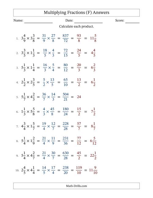 The Multiplying Two Mixed Fractions with All Simplification (Fillable) (F) Math Worksheet Page 2