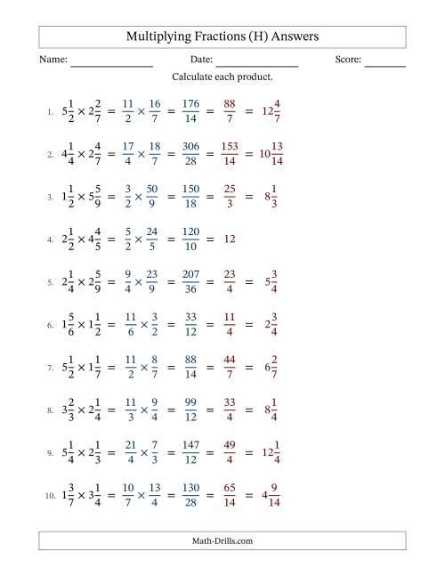The Multiplying Two Mixed Fractions with All Simplification (Fillable) (H) Math Worksheet Page 2