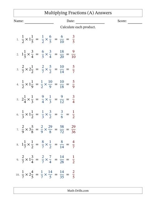 multiplying fractions and mixed fractions a
