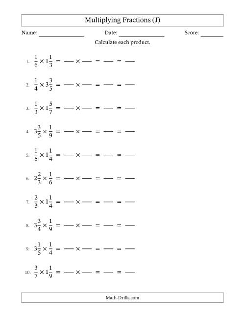 Multiplying Fractions And Mixed Fractions (j)