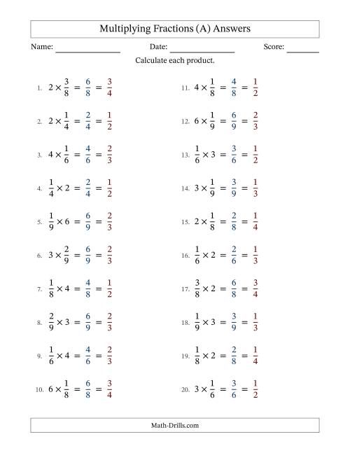 The Multiplying Proper Fractions and Whole Numbers with All Simplifying (Fillable) (A) Math Worksheet Page 2