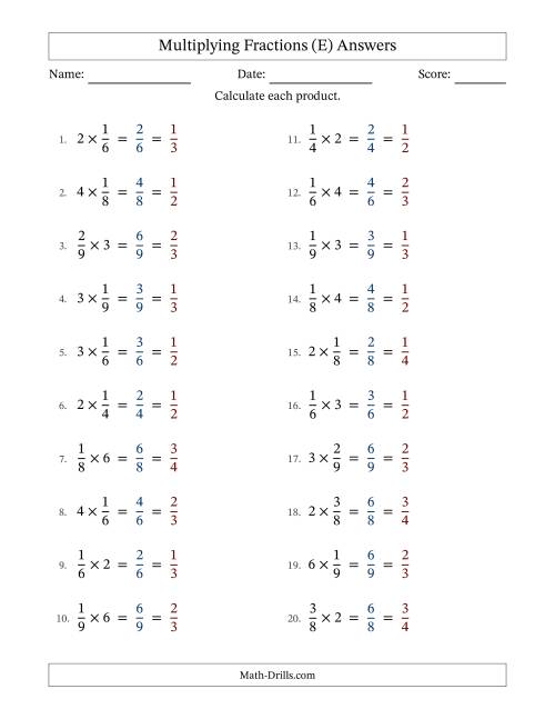 The Multiplying Proper Fractions and Whole Numbers with All Simplification (Fillable) (E) Math Worksheet Page 2