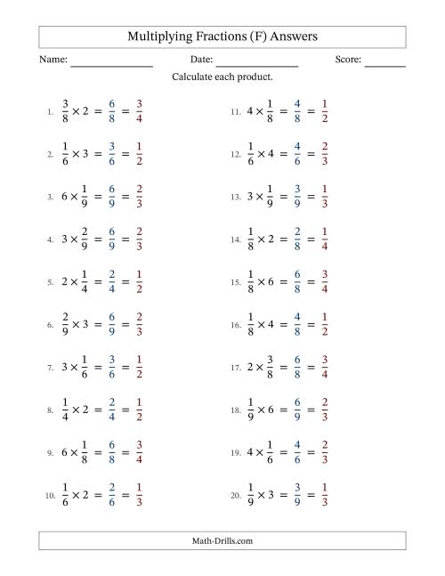 The Multiplying Proper Fractions and Whole Numbers with All Simplification (Fillable) (F) Math Worksheet Page 2