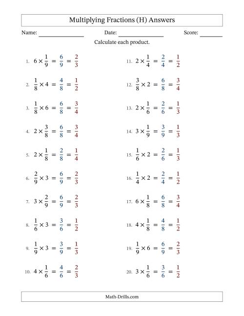 The Multiplying Proper Fractions and Whole Numbers with All Simplification (Fillable) (H) Math Worksheet Page 2