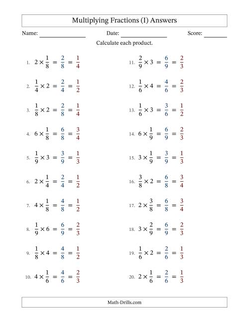 The Multiplying Proper Fractions and Whole Numbers with All Simplification (Fillable) (I) Math Worksheet Page 2