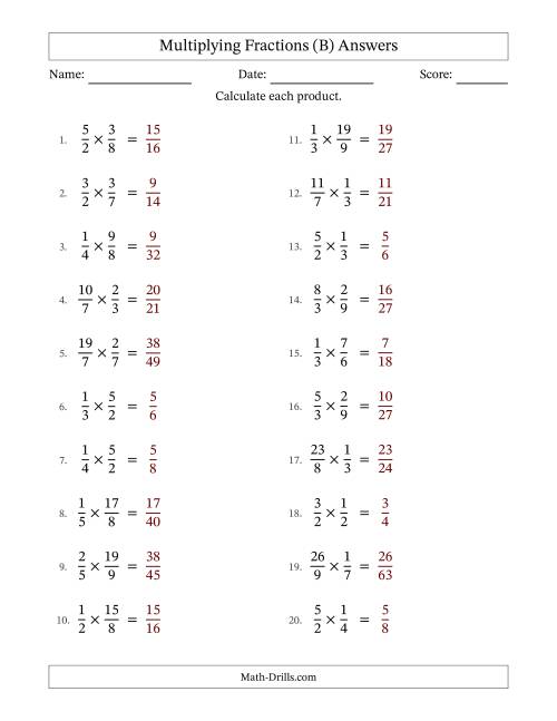 Multiplying Proper And Improper Fractions No Simplifying B