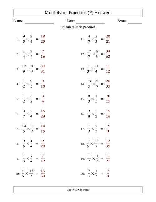 The Multiplying Proper and Improper Fractions with No Simplification (Fillable) (F) Math Worksheet Page 2