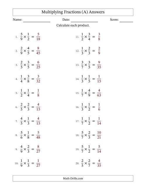 Multiplying 2 Proper Fractions No Simplifying A 