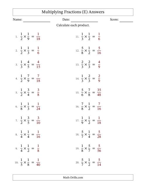 The Multiplying Two Proper Fractions with No Simplification (Fillable) (E) Math Worksheet Page 2