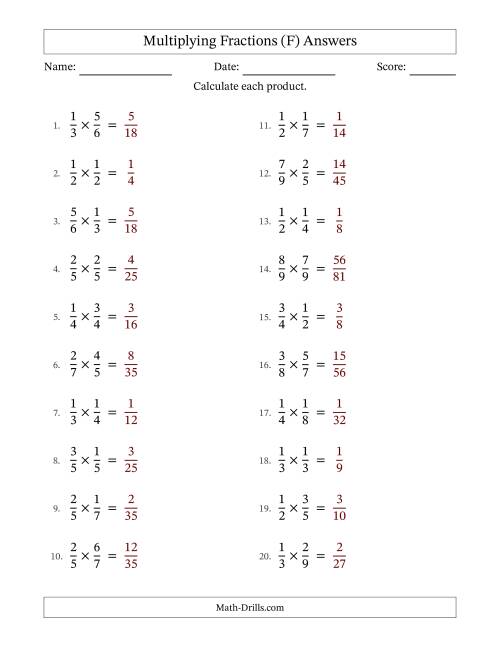 The Multiplying Two Proper Fractions with No Simplification (Fillable) (F) Math Worksheet Page 2