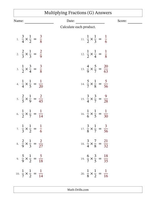 The Multiplying Two Proper Fractions with No Simplification (Fillable) (G) Math Worksheet Page 2