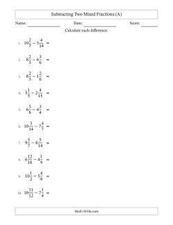 Subtracting Two Mixed Fractions with Similar Denominators, Mixed Fractions Results and Some Simplifying