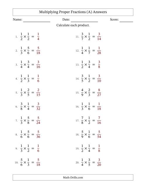 The Multiplying Two Proper Fractions with No Simplifying (All) Math Worksheet Page 2