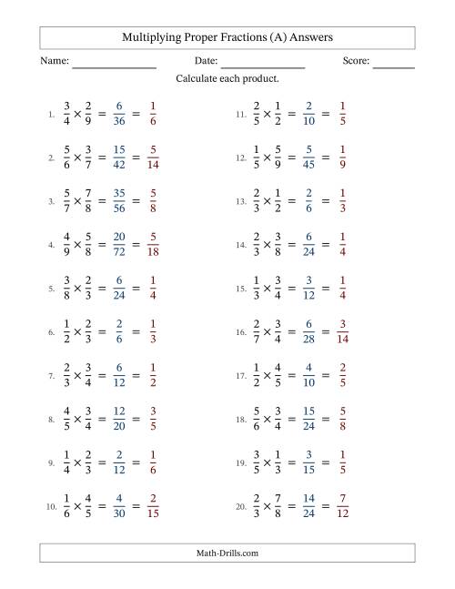 The Multiplying Two Proper Fractions with All Simplifying (All) Math Worksheet Page 2