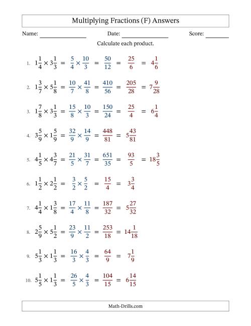 The Multiplying Two Mixed Fractions with Some Simplification (F) Math Worksheet Page 2