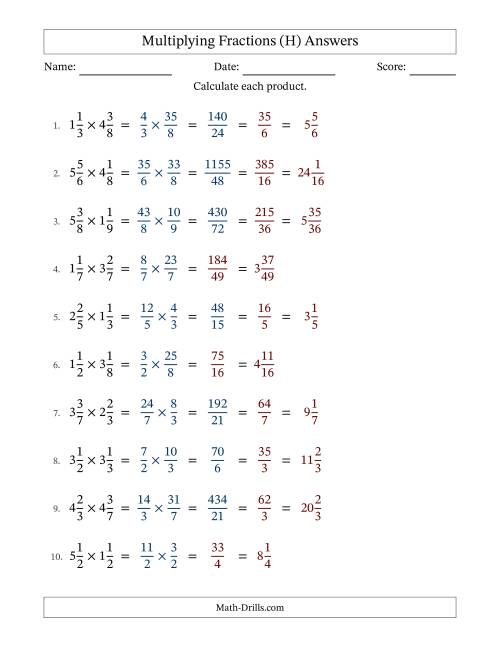 The Multiplying Two Mixed Fractions with Some Simplification (H) Math Worksheet Page 2