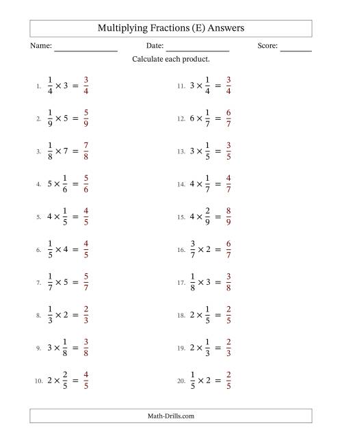 The Multiplying Proper Fractions by Whole Numbers with No Simplification (E) Math Worksheet Page 2