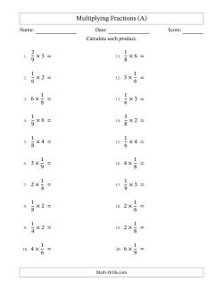 Multiplying Proper Fractions by Whole Numbers with All Simplification