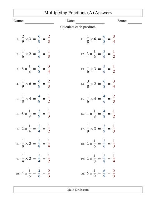 The Multiplying Proper Fractions by Whole Numbers with All Simplifying (A) Math Worksheet Page 2