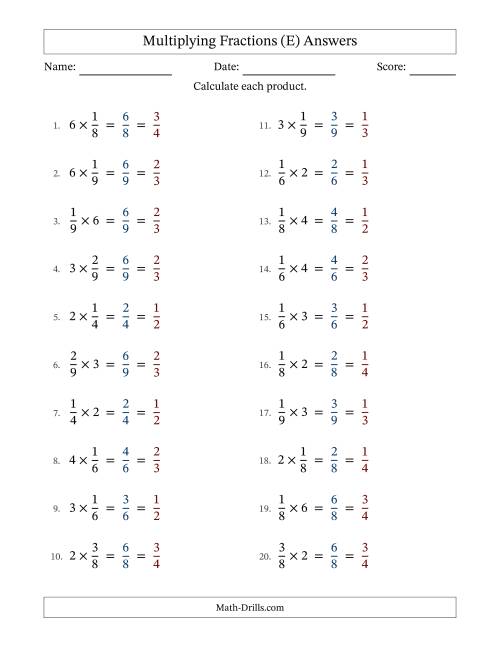 The Multiplying Proper Fractions by Whole Numbers with All Simplification (E) Math Worksheet Page 2