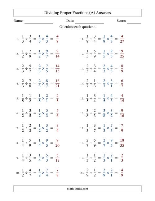The Dividing Two Proper Fractions with No Simplifying (All) Math Worksheet Page 2