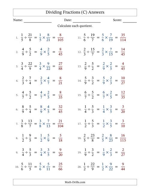 The Dividing Proper and Improper Fractions with No Simplification (C) Math Worksheet Page 2