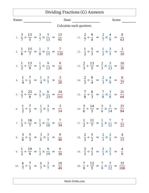 The Dividing Proper and Improper Fractions with No Simplification (G) Math Worksheet Page 2