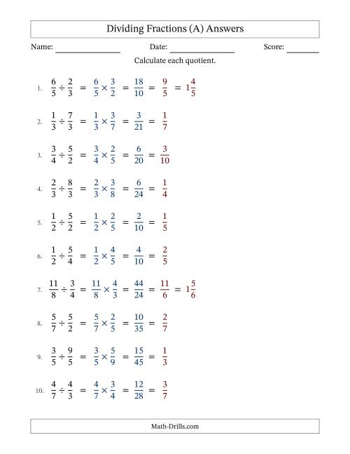 The Dividing Proper and Improper Fractions with All Simplifying (A) Math Worksheet Page 2