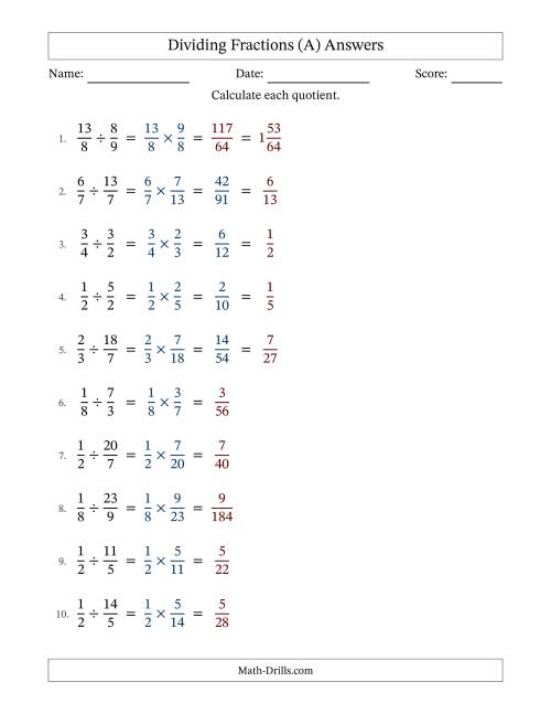 The Dividing Proper and Improper Fractions with Some Simplifying (A) Math Worksheet Page 2