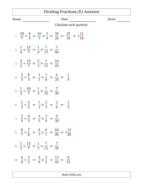 The Dividing Proper and Improper Fractions with Some Simplification (E) Math Worksheet Page 2