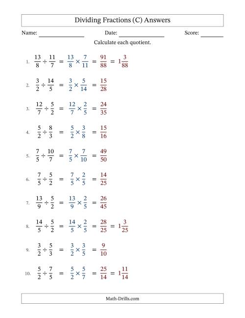 The Dividing Two Improper Fractions with No Simplification (C) Math Worksheet Page 2