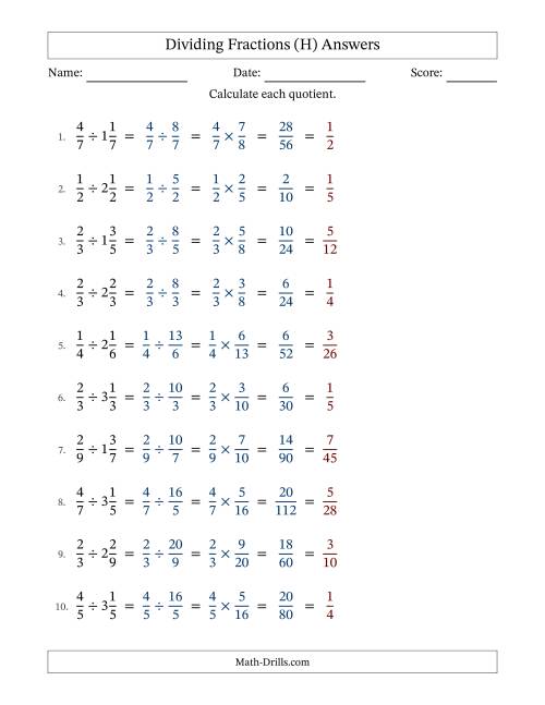 The Dividing Proper and Mixed Fractions with All Simplification (H) Math Worksheet Page 2
