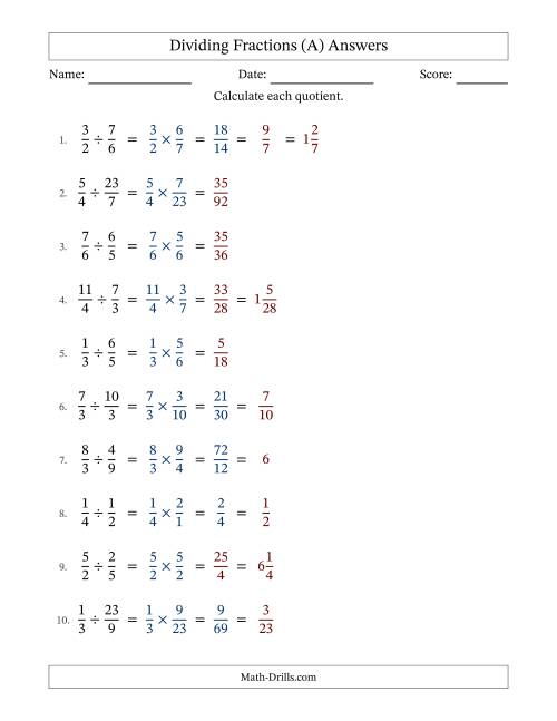 The Dividing Proper, Improper and Mixed Fractions with Some Simplification (A) Math Worksheet Page 2