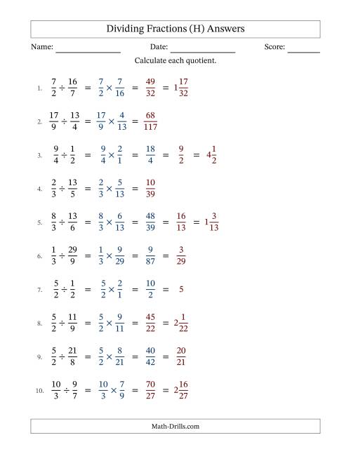 The Dividing Proper, Improper and Mixed Fractions with Some Simplification (H) Math Worksheet Page 2