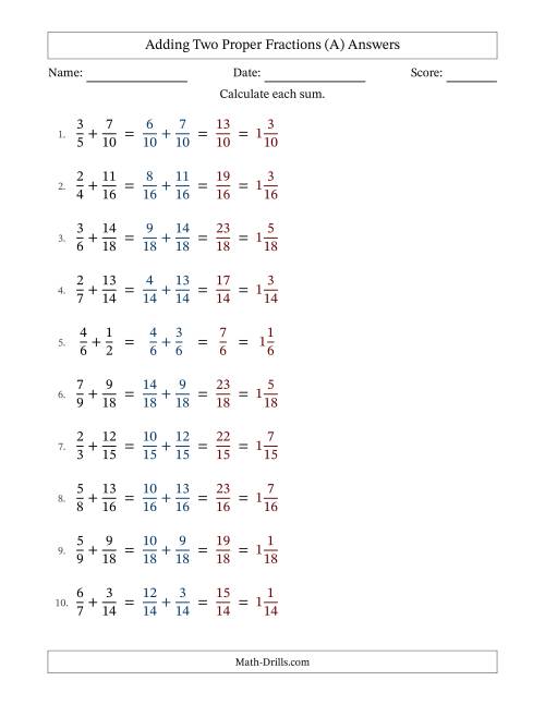 The Adding Two Proper Fractions with Similar Denominators, Mixed Fractions Results and No Simplifying (Fillable) (All) Math Worksheet Page 2