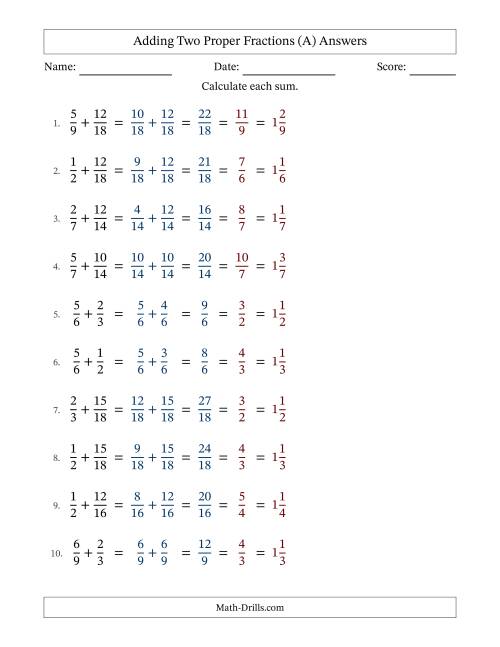 The Adding Two Proper Fractions with Similar Denominators, Mixed Fractions Results and All Simplifying (Fillable) (A) Math Worksheet Page 2