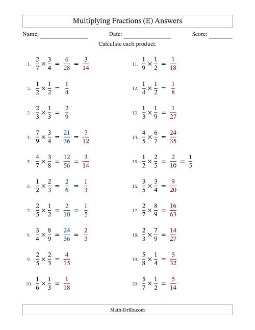The Multiplying Two Proper Fractions with Some Simplification (Fillable) (E) Math Worksheet Page 2