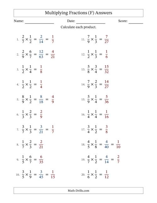 The Multiplying Two Proper Fractions with Some Simplification (Fillable) (F) Math Worksheet Page 2